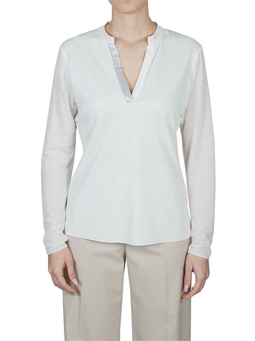 Maglia in Modal e Cashmere con colletto in Seta e Monile PUROTATTO | 1303019532