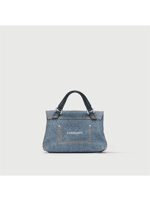 BORSA POSTINA® BABY IN PELLE DENIM BLUE RAW ZANELLATO | 068010-1880000BABYZ0593