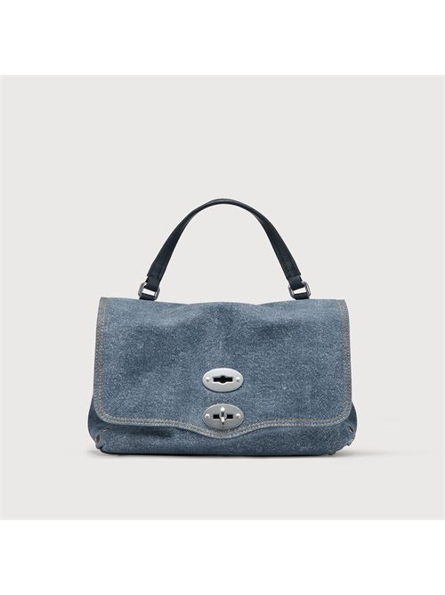 BORSA POSTINA® SMALL IN PELLE DENIM BLUE RAW ZANELLATO | 068010-1880000SZ0593