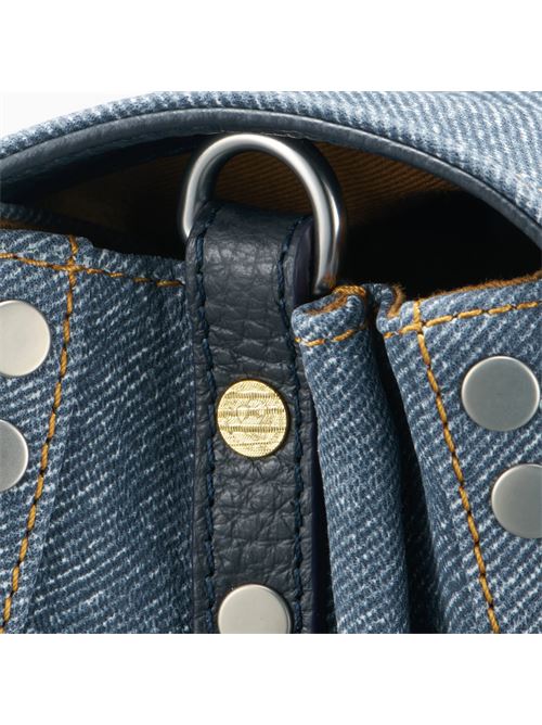 BORSA POSTINA® SMALL IN PELLE DENIM BLUE RAW ZANELLATO | 068010-1880000SZ0593